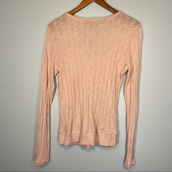 Sanctuary Pink Faux Wrap Knit Sweater Womens Large L Pink Blush Cotton Rayon - Picture 2 of 7
